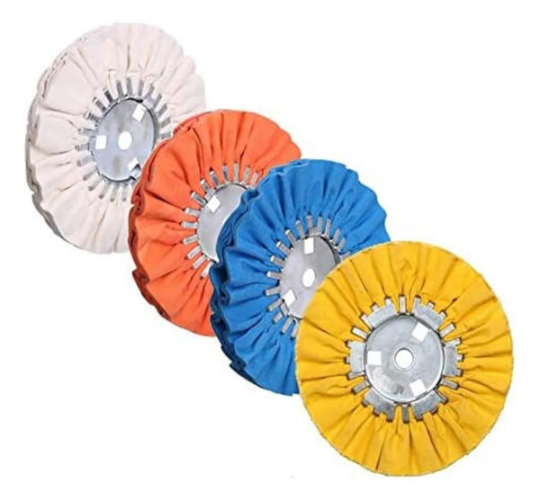 Angle Grinder Airway Polishing Wheel Kit, 4 Color Graded Cotton Wheels for Metal Mirror Polishing