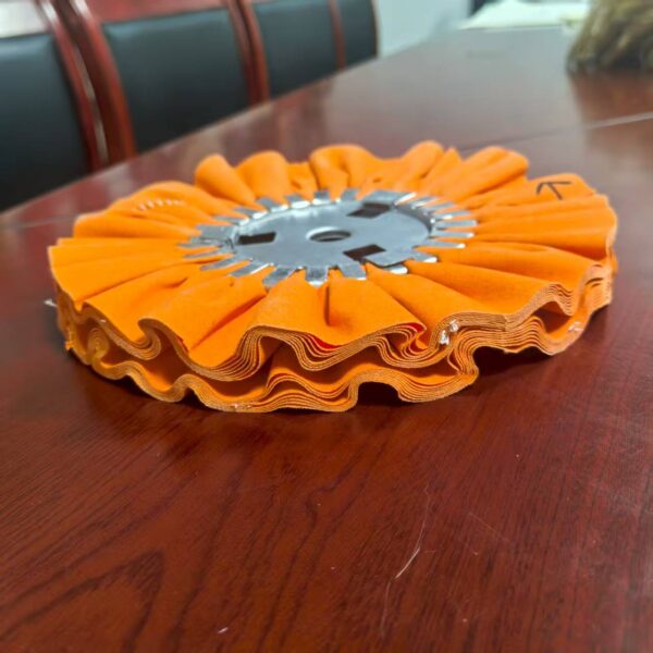 Orange airway cotton polishing wheel, 8-14 inch, 12-20 layers, 16mm bore, heat dissipation air gap buff wheel for metal mirror polishing