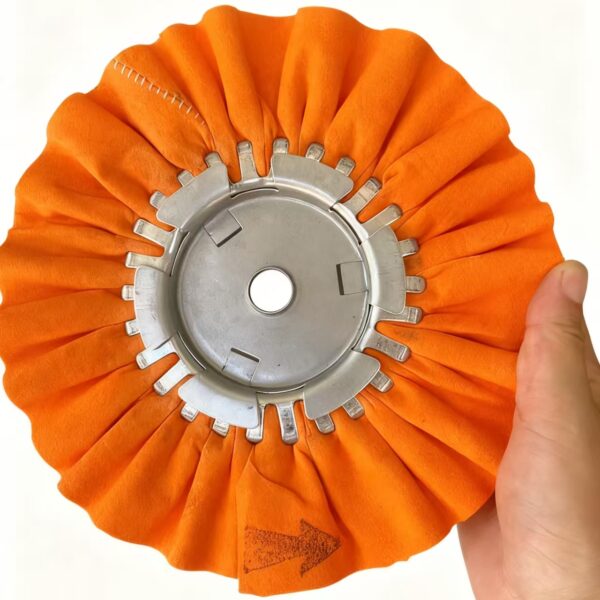 Orange airway cotton polishing wheel, 8-14 inch, 12-20 layers, 16mm bore, heat dissipation air gap buff wheel for metal mirror polishing